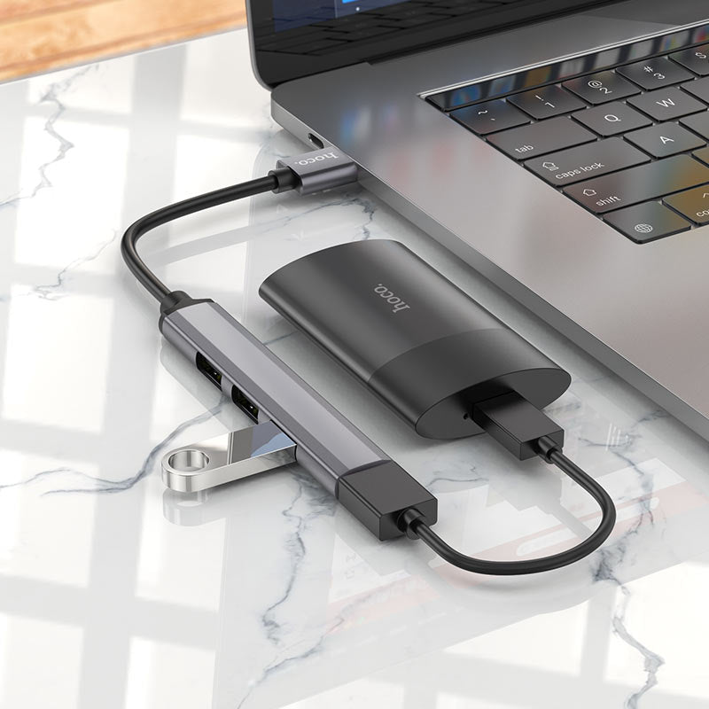 HOCO HB26 4-in-1 USB 3.0 Mini Adapter Hub (USB-A to USB 3.0 + 3x USB 2.0)