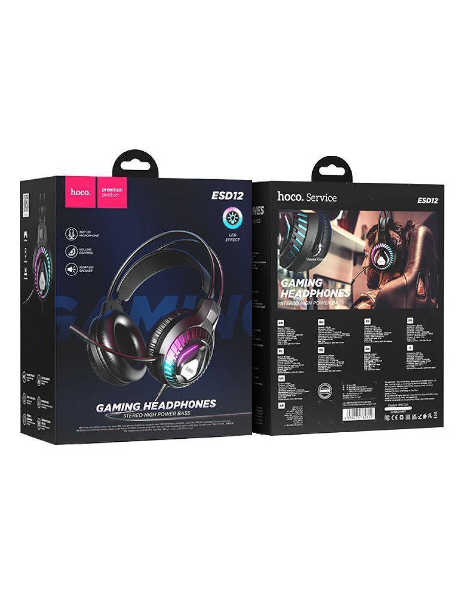HOCO ESD12 Cool Mix RGB Gaming Headphones with 360 stereo HD Microphone & Stereo High Power Bass