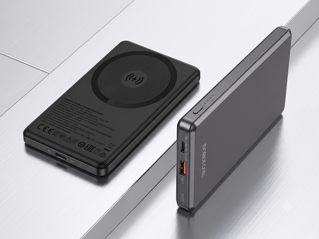 BOROFONE BJ50 5000mAh Ultra-Thin Magnetic Wireless Power Bank (20W PD)