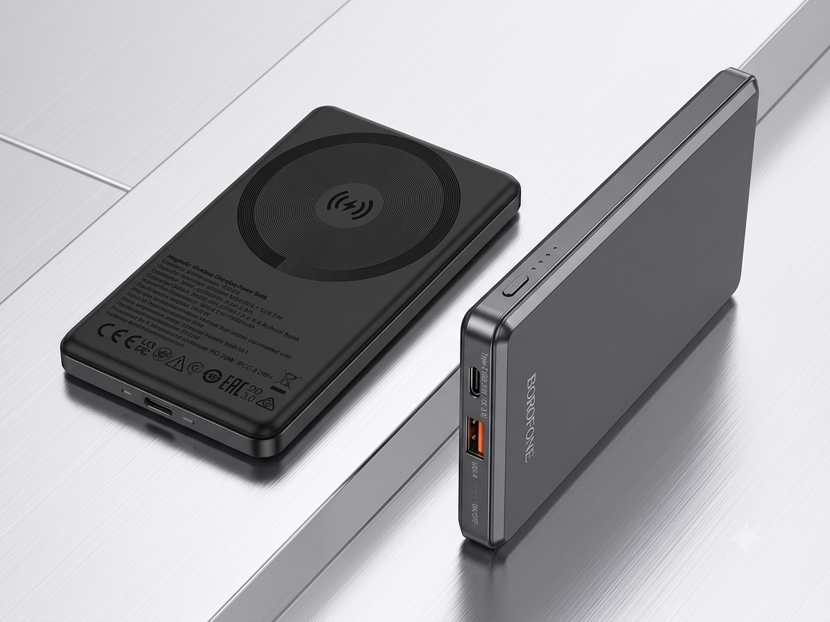 BOROFONE BJ50 5000mAh Ultra-Thin Magnetic Wireless Power Bank (20W PD)