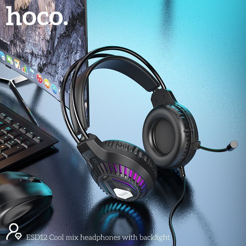 HOCO ESD12 Cool Mix RGB Gaming Headphones with 360 stereo HD Microphone & Stereo High Power Bass