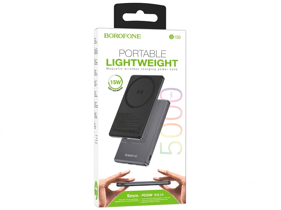 BOROFONE BJ50 5000mAh Ultra-Thin Magnetic Wireless Power Bank (20W PD)