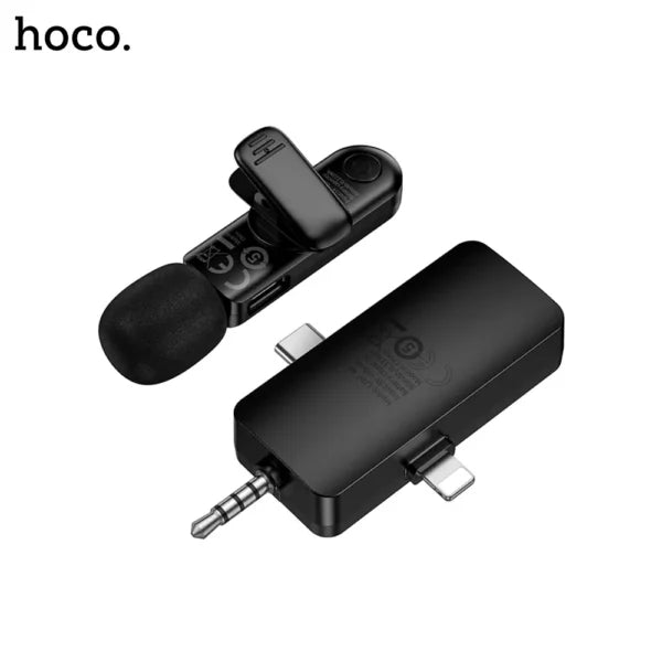 HOCO L20B 3-in-1 Noise-Canceling Wireless Lavalier Microphone (Lightning + USB-C + 3.5mm)