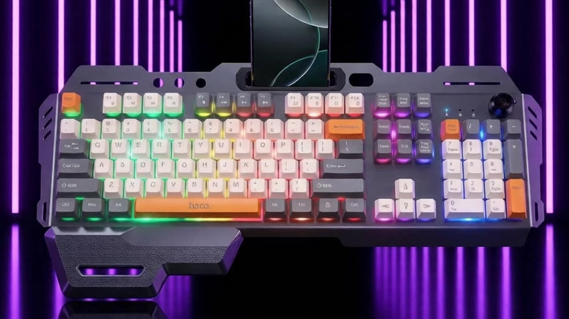 HOCO DI98 Luminous Wired Gaming Keyboard with Metal Cover, Suspension Keycaps & Rainbow Backlight